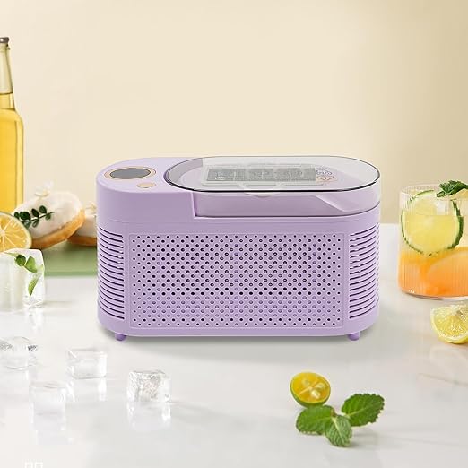 Fast Ice-Making Mini Countertop Ice Maker Portable Compact Design Low Noise Operation for Home Kitchen Office Car Travel RV Enthusiasts (Purple)