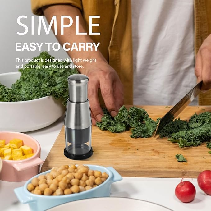 DOITOOL Manual Garlic Crusher 6.29X2.36X2.36In Stainless Steel Garlic Press Multi-Function Vegetable Chopper Kitchen Tool for Home Cooking