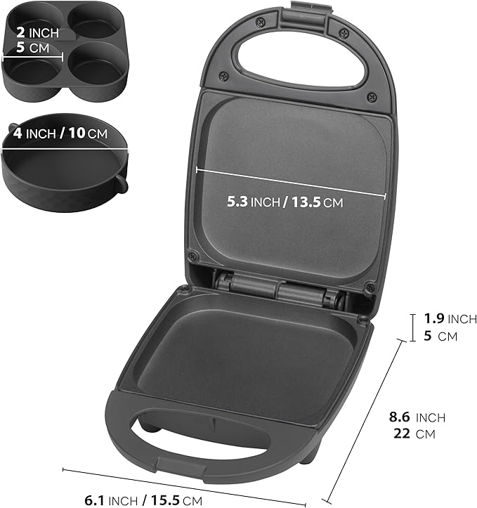 SugarWhisk Egg Bite Maker with 2 Silicone Egg Molds for Breakfast Sandwiches, Breakfast Maker, Omelet Pan, Healthy Snacks or Desserts, Black