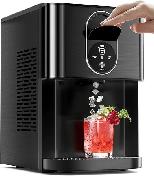 Antarctic Star Countertop Nugget Ice Maker, 44lbs/24H Chewable Pellet Ice Machine with Contactless Dispenser, 2.4L Water Reservoir, Self-Cleaning, Soft Nugget Ice for Home, Kitchen, Bar, Office, Black