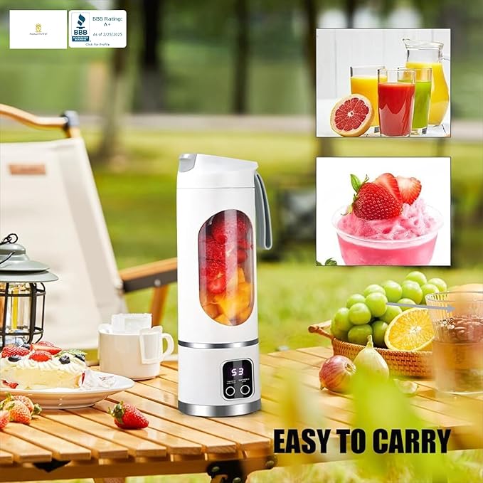 Paramexview® Portable Blender 16oz/500ml for Juices & Smoothies with 12 Stainless Steel Blades | USB Rechargable & 3 Levels Multi-Speed Control | 50W Powered fusion Portable Blender
