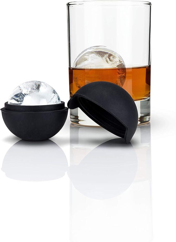 Viski Sphere Ice Molds, Large 2 Inch Silicone Ice Ball Makers for Whiskey, Bourbon, Scotch, and Cocktails, Easy Release Round Mold Set for Drinks, Home Bar Gifts, Bar Cart Accessories, Set of 4
