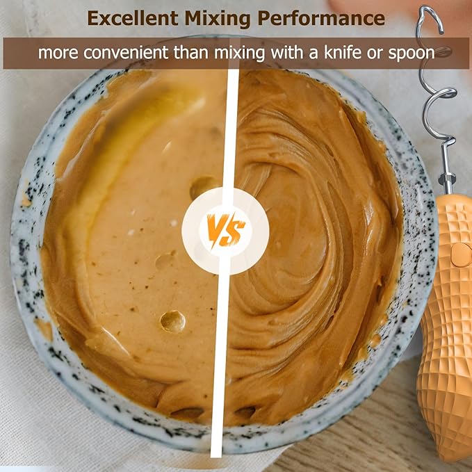 Electric Peanut Butter Stirrer, Peanut Butter Mixer Effortlessly Blend Oil and Peanut Butter, Quick and Even Mixing for Natural Peanut Butter, Almond Butter, and More. ﻿