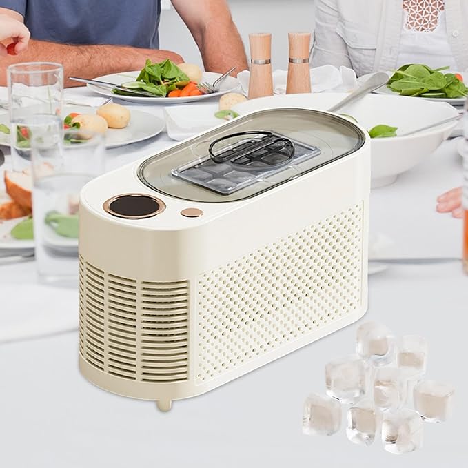 Desktop Ice Maker Portable Countertop Durability 10 Cubes, Compact Quickly Making Ice Making Machine for Camping, BBQ Picnic, Cream White