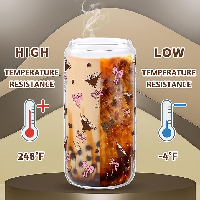NatNarr 2 Pcs Espresso Martini Gifts, 16 oz Insulated Martini Glass with Lids Brush and Straws Reusable Iced Coffee Cup for Wedding Engagement Bachelorette Christmas Party Stocking Stuffers for Adult