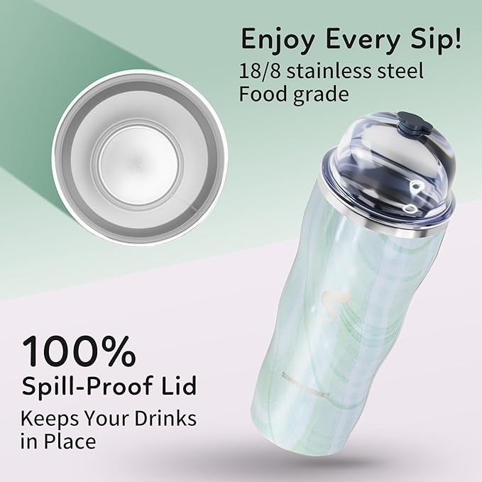 20Oz Insulated Tumbler With Straw And Lid, Stainless Steel Coffee Cup, Double Wall Vacuum Travel Mug,Spill proof Iced Coffee Tumbler,Outside Use, Jelly Green