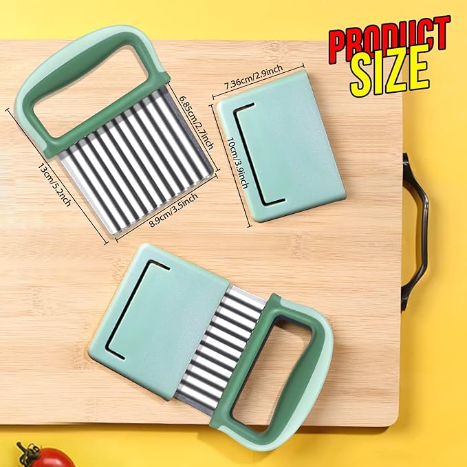 HNYYZL Crinkle Cutter,Wavy Crinkle Cutter Stainless Steel 2 PCS,Wavy Knife,Cutting Tool for Veggies,French Fry Potatoes