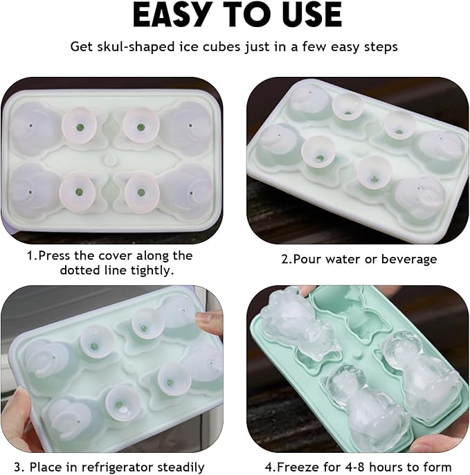 4 Cavities 3D Cat Ice Cube Molds, Black Silicone Ice Cube Tray with Lid, Cute Cat Shape Ice Mold, Large Ice Cube Tray, Food Grade Reusable Ice Trays for Whiskey, Cocktails, Homemade Cold Drinks