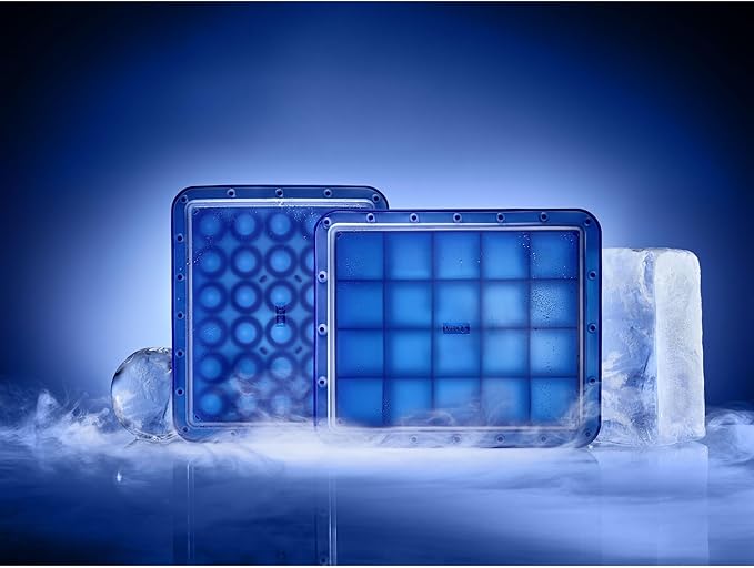 Lurch 240765 Ice Former Arctic Cube 5 cm Blue Ice Cube Tray for 12 Ice Cubes with Transparent Lid Blue