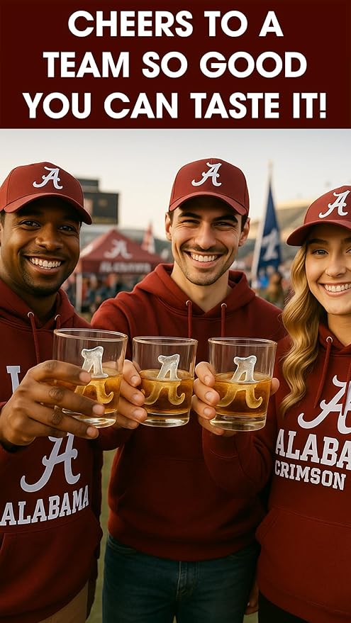 TEAM ICE - Alabama Silicone Ice Cube Tray - Large Silicone Ice Cube Mold for Whiskey & Cocktails, Durable Ice Tray for Game Day Drinks, College Logo Ice Mold for Fans & Tailgate Parties