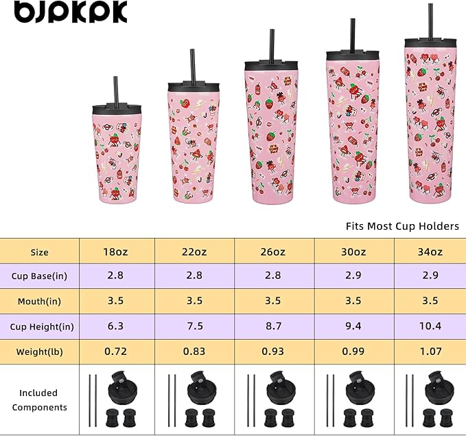 BJPKPK 34oz Stainless Steel Insulated Tumbler With lid And Straw Travel Coffee Thermal Tumblers Cup For Women And Men,Passionate Pink