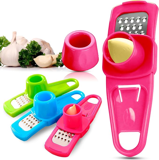 Landkitch-Garlic Grinder-Hand Garlic Grinder-Small Hand Grinder for Garlic-Garlic Slicer-Garlic Mincer-2025 New Hand Press Garlic Chopper-Garlic Press Hand Specialty Tools (Pink)