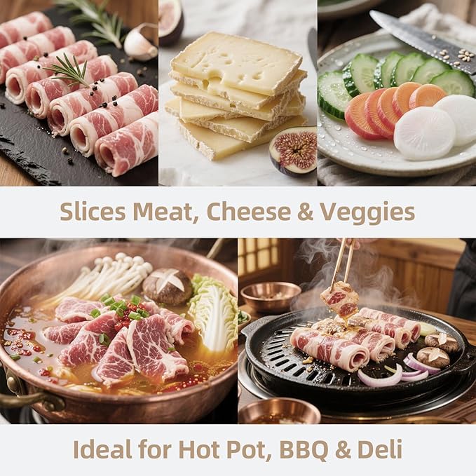 Manual Frozen Meat Slicer Stainless Steel Cleaver for Beef Mutton Pork Roll Home Cooking BBQ Hot Pot