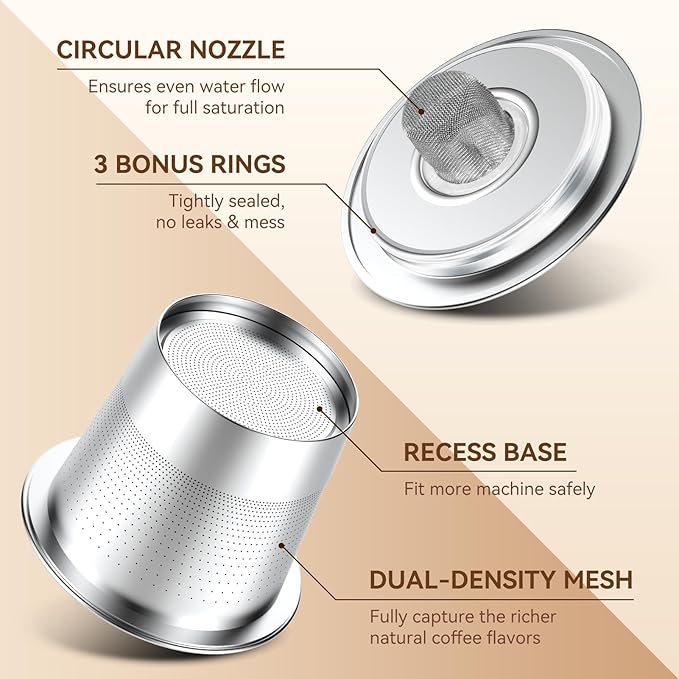 CAPMESSO Reusable Coffee Pods for Keurig: Stainless Steel Refillable K Cup - Reusable Coffee Filter for Keurig 1.0 Coffee Maker, Permanent (4 Reusable k cups for Keurig 1.0)