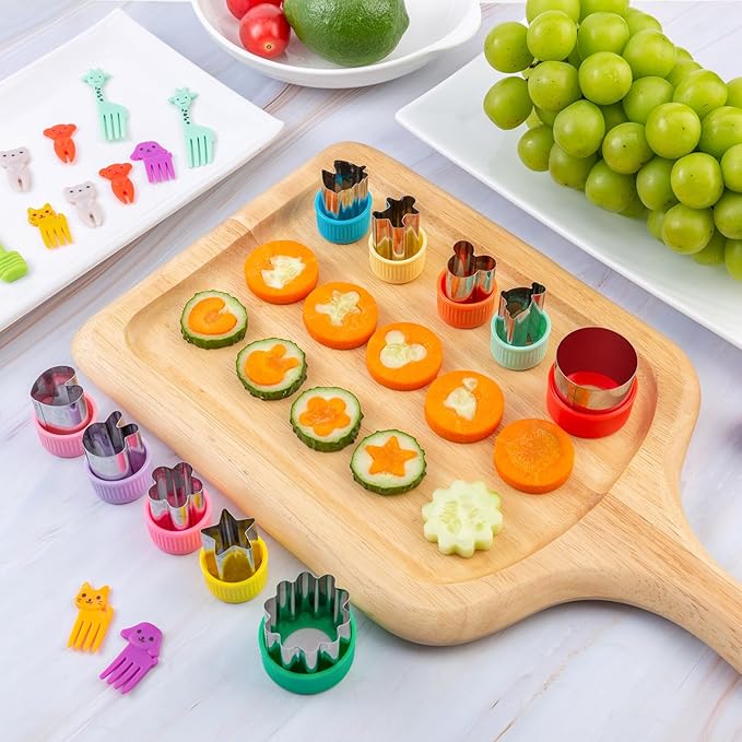Fruit Cutters Shapes for Kids 22 Pcs, Mini Cookie Cutters Set, Vegetable Cutter with Food Picks