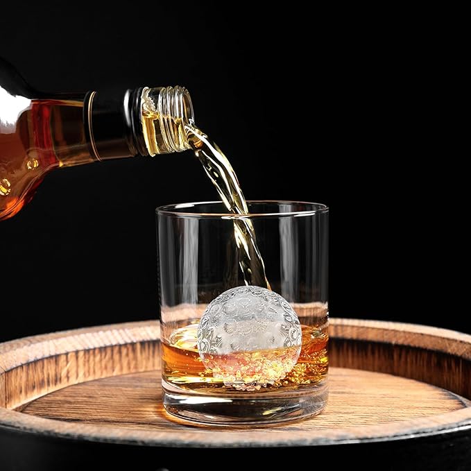 Samuelworld 3D Ice Golf Ball Mold - Silicone Sphere Ice Tray for Cocktails, Whiskey, Unique Design Silicone Ice Tray for Perfectly Round Ice Balls, Stylish Golf Round Ice (Black)