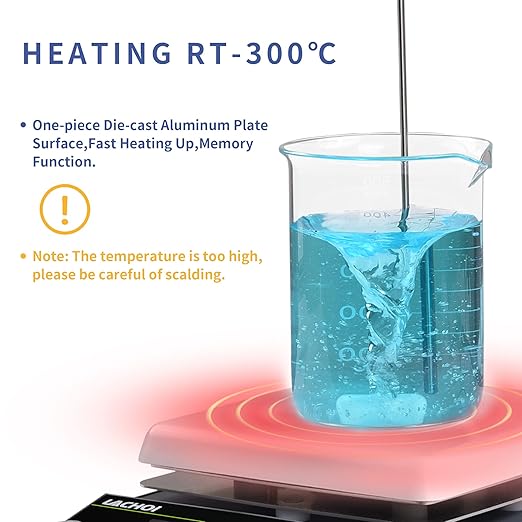Magnetic Stirrer 5.9 inch Digital Hot Plate Magnetic Stir Plate LCD Max 5L Max Temp.300℃ 100-1600RPM Ceramic Coated Magnetic Mixer with Stir Bar&Temp Probe Sensor,Support Stand Included