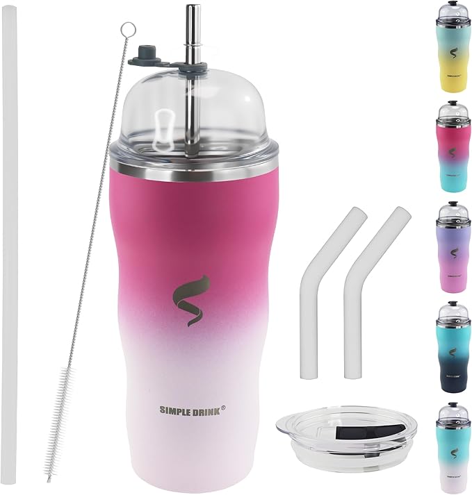 20Oz Insulated Tumbler With Straw And Lid,Stainless Steel Coffee Cup, Double Wall Vacuum Travel Mug,Spill proof Iced Coffee Tumbler, Mom tumbler, White Red Tumbler