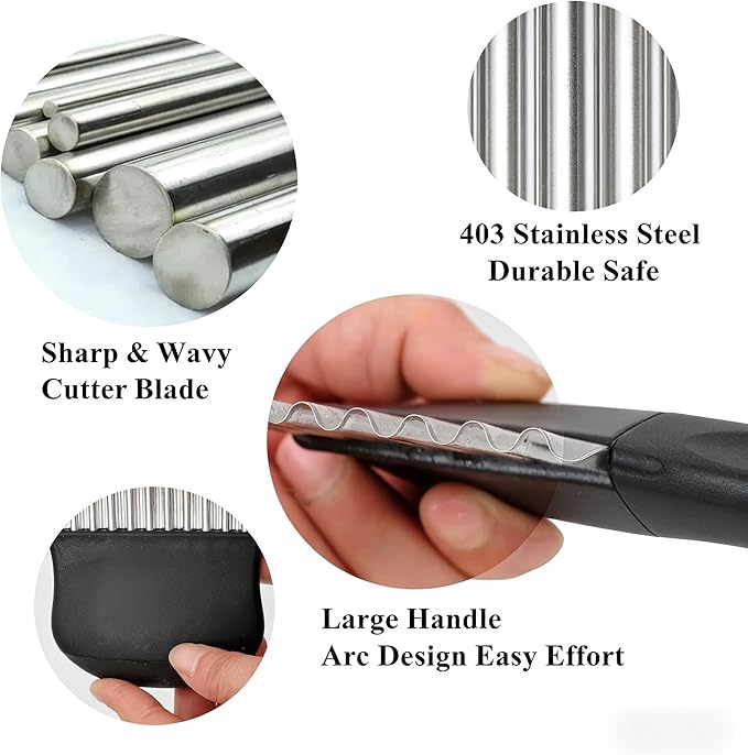Stainless Steel Potato Holder Slicer - Onion Vegetable Cutting Aid with Finger Guard for Safe Chopping, Food Grade Kitchen Gadget Tool for Tomato Carrot Cucumber, Dishwasher Safe