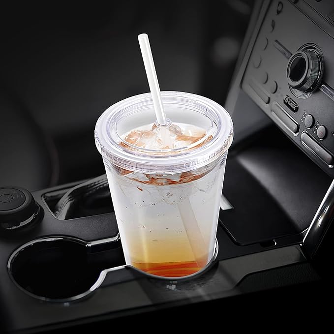 Zukro Clear Acrylic Tumbler with Straw and Lid 32 oz, Double Walled Insulated Reusable Plastic Iced Coffee Cup, To Go Cup Perfect for Home, Office, Fit in Cupholder, BPA Free, 4 Pack