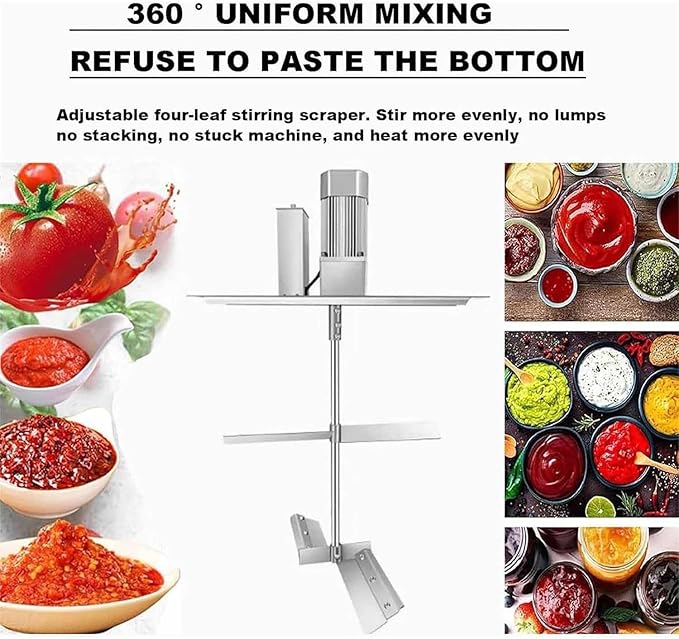 Automatic Food Mixer Sauce Stirrer Frying Machine Electric Mixer Machine Commercial Pot Seasoning Bottom Soup Sauce Stirrer for for Making Jam, Sauce 20L