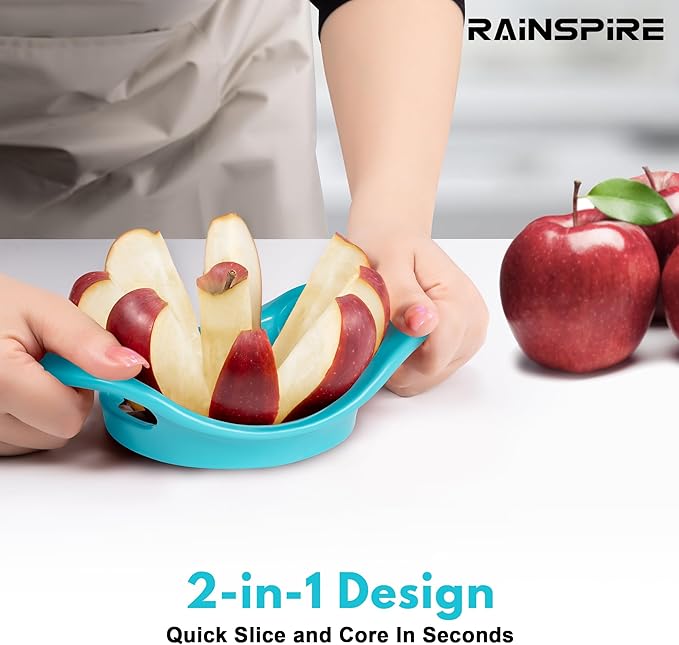 Rainspire Apple Cutter 8 Slices, 8 Blade Apple Slicer and Corer, Apple Corer Tool with Stainless Steel Blades, Super Sharp Fruit Cutter Fruit Slicer, Blue