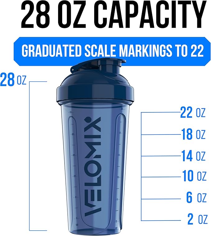 VELOMIX -2 Pack- 28 oz Protein Shaker Bottles for Protein Mixes - 2x Wire Whisk | Leak Proof Shaker Cups for Protein Shakes and Pre Workout | Protein Shaker Bottle Pack (A2) Soft Blue/Green