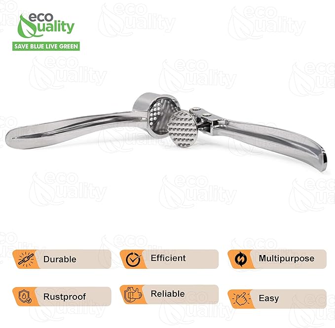 [1 PACK] Stainless Steel Garlic Press - Professional Kitchen Garlic Crusher - Easy Squeeze, Dishwasher safe - Cooking Utensils, Clove Press and Ginger Mincer