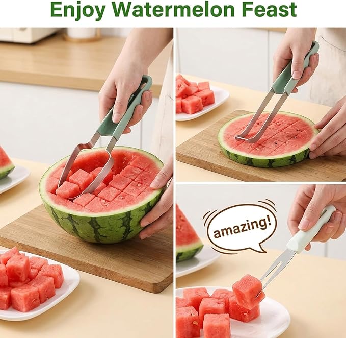 Watermelon Cutter, Watermelon Slicer Cutter Tool, 8-Piece Watermelon Tool Set with Fork, Easy Watermelon Slicing and Cutting