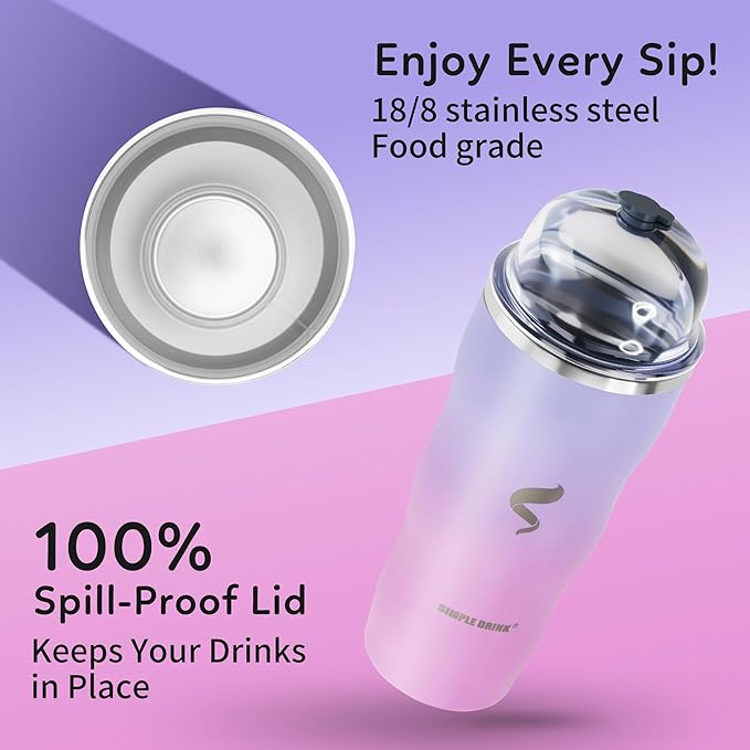 20Oz Insulated Tumbler With Straw And Lid,Stainless Steel Straws for Tumbler,Double Wall Vacuum Travel Mug,Spill Proof Tumble, Travel Cup for Iced Coffee,Pink Tumbler