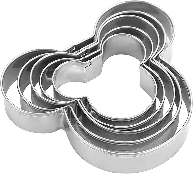Food Grade Mouse Cookie Cutters Set of 5 – Sturdy Stainless Steel Cutters for Cookies, Sandwiches, Cake & Fruit – DIY Decoration Tools for Kids – 2.12'' to 3.86''
