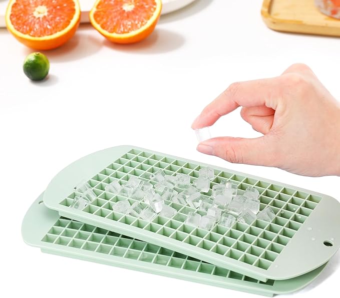 Silicone Mini Ice Cube Tray, 160 Nugget Ice Cube Molds Easy Release Small Ice Cube for Chilling Whiskey Cocktail, Stackable Ice Trays For Freezer (Lime)