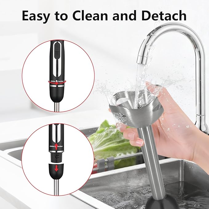 Liebe&Lecker Immersion Blender Handheld, 300W Hand Blender with 2 Mixing Speed and Stainless Steel Blades, Emulsion Blender Handheld for Kitchen, Shakes, Puree or Baby Food