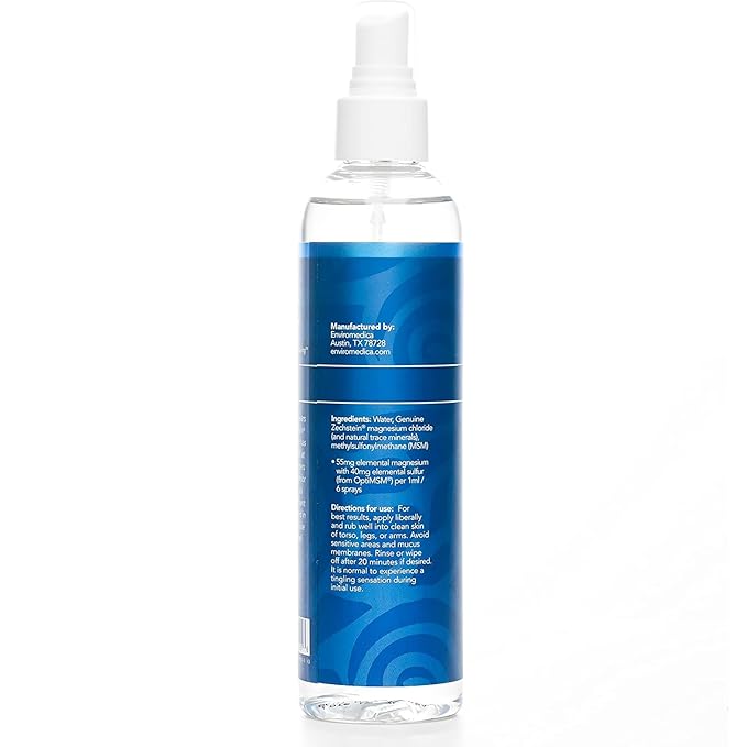 Ancient Minerals Ultra Magnesium Oil Spray with MSM - a Pure Zechstein Topical Magnesium Chloride with The Added Benefits of OptiMSM (4oz)