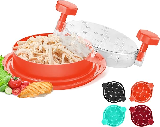 Chicken Shredder Tool Twist: 2026 Pro Food-Grade Visible Meat Shredder with Strong Anti-Slip Base, Ergonomic Handle, Chicken Breast Shredder, Suitable for Pork Beef Chicken (Orange)