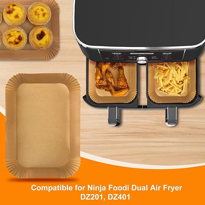 Air Fryer Disposable Liners, Air Fryer Liners Rectangle 8.6x 5.5'', Air fryer Parchment Paper Liners, Accessories Baking Paper (100pcs)