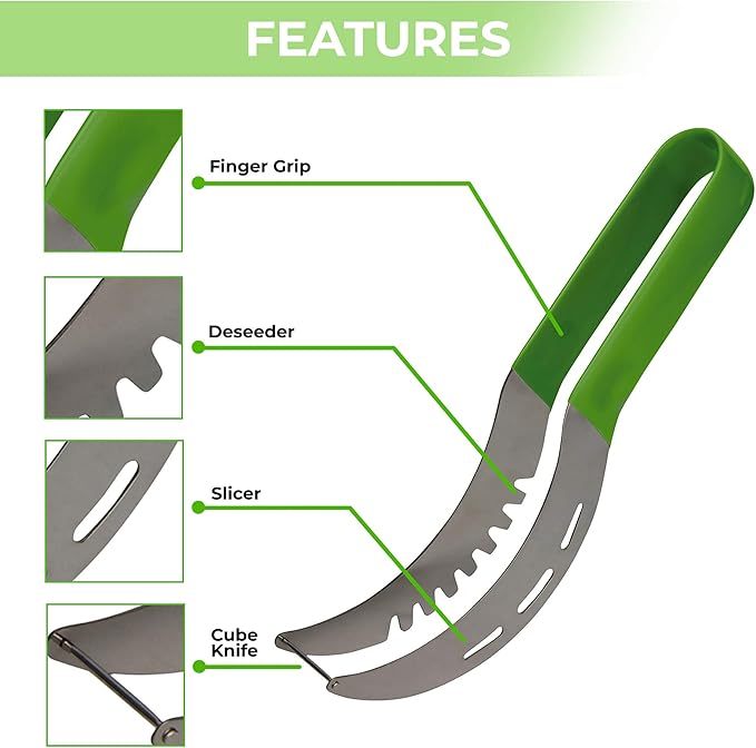 Watermelon Slicer – Premium Watermelon Cutter Kitchen Tools – Ultra-Sharp Stainless Steel Blade – Ergonomic and User-Friendly Handle – Safe, Durable Design