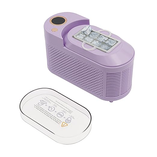 Portable Ice Maker Countertop Ice Machine Maker 8 Cubes in 10 Mins Self-Cleaning 12V Car Compatible Ice Scoop & Basket for Home Kitchen Camping RV Party (Purple)