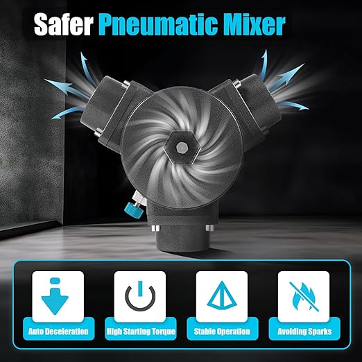 50 Gallon Pneumatic Automatic Paint Mixer, Industrial Air Agitator, 1/2 HP 2000 RPM Industrial Air Agitator for 55 Gallon Drum, Stainless Steel Tank Barrel Air Mixer for Coating Ink