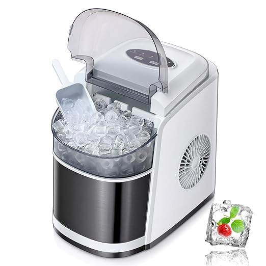 Antarctic Star Ice Maker Machine Countertop,Portable Automatic 9 Ice Cubes Ready in 8 Minutes,Makes 26 lbs of Ice per 24 Hours,Self-Clean,See-Through Lid for Home/Bar/Party White