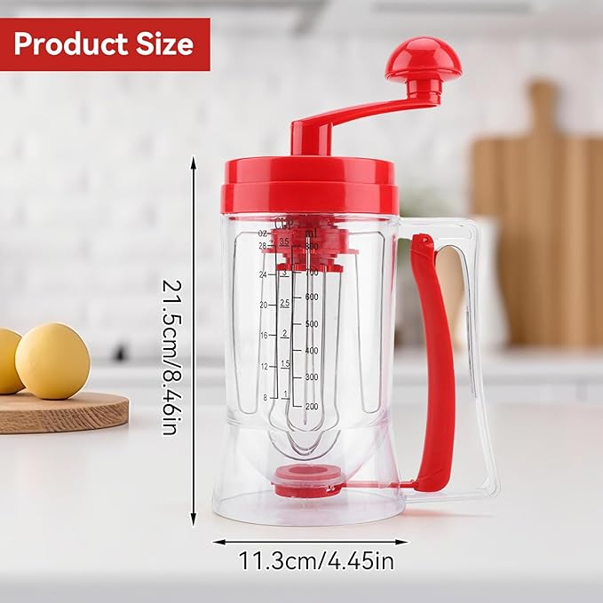 Pancake Batter Dispenser, Manual Pancake Cupcake Batter Mixer with Scale Hand Held Bakeware Maker Dispenser Blender Machine Baking Tool for Muffins Crepes Cake Waffles