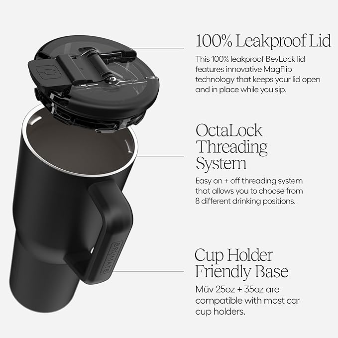 BrüMate Müv - 25oz 100% Leak Proof Insulated Coffee Mug with Handle & Lid - Stainless Steel Coffee Travel Mug - Double Walled Coffee Cup (Eclipse)