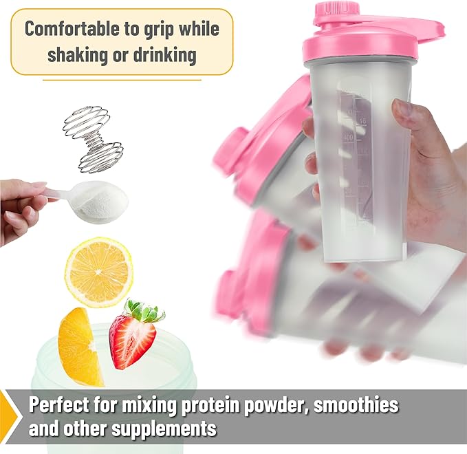 Mr. Pen Shaker Bottles - 28 oz, Pink Protein Mixer Bottle with Whisk Ball, Shaker Bottles for Protein Shakes