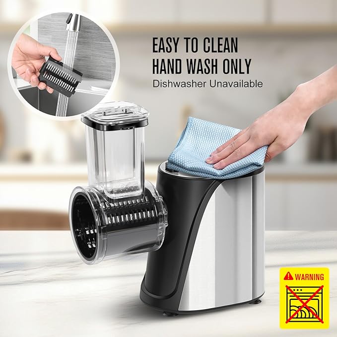 Electric Vegetables Slicer Cheese Shredder, 5-in-1 250W Professional Automatic Salad Fruits Maker Shooter Chopper Machine Kitchen Cutter Grater Food Processor with 5 Different Blades