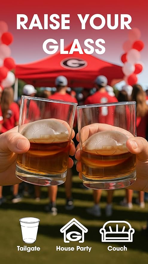TEAM ICE - Georgia Silicone Ice Cube Tray - Large Silicone Ice Cube Mold for Whiskey & Cocktails, Durable Ice Tray for Game Day Drinks, College Logo Ice Mold for Fans & Tailgate Parties