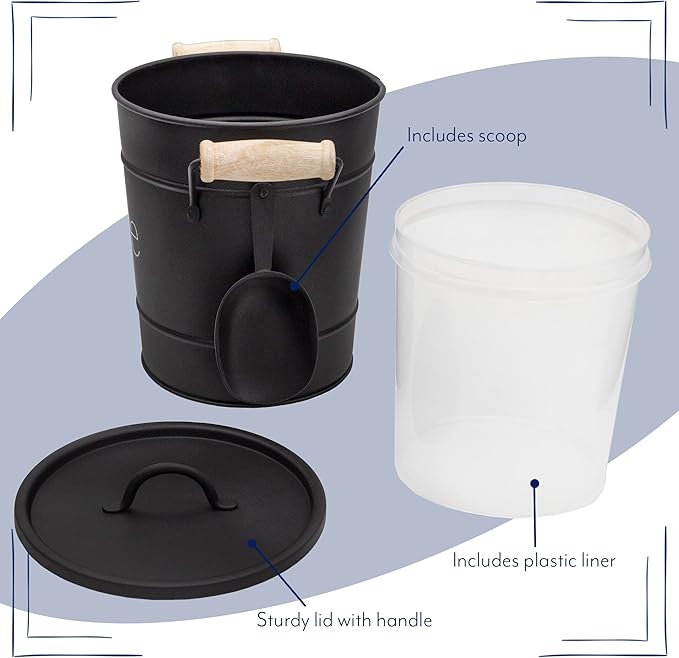 AuldHome Design Farmhouse Enamelware Ice Bucket (Black); Retro Style Insulated Metal Ice Server