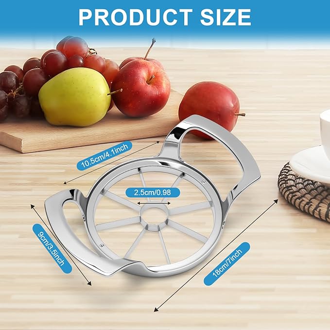 Apple Slicer and Corer, Basic Model with 8 Sharp Stainless Steel Blades - Zinc Alloy Case for Effortless Slicing & Coring,Easy to Use