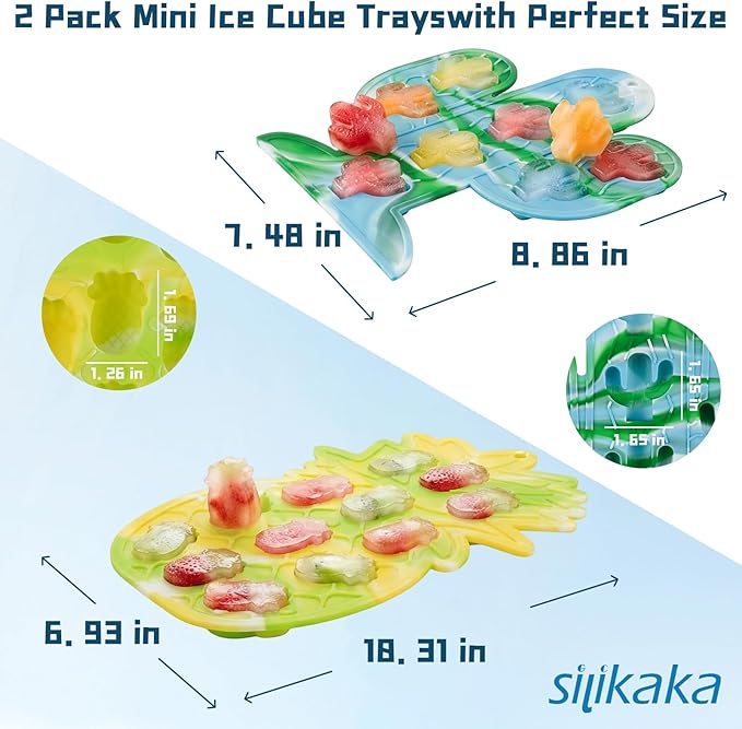 UNIQUE ICE CUBE TRAYS FoodGrade Silicone Two Pineapple Cacti Ice Tray Easy To Demold Suitable For Cocktails Mojitos Whiskeys And Juices (Tyedye Color)