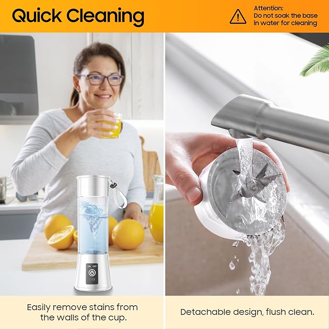 2026 Newly Upgraded Portable Smoothie Blender - Cordless Personal Blender Type-C Rechargeable, 13Oz Juice Cup BAP Free, 20,000Rpm Speed Powerful Blending, Freshly Squeezed in Sports/Office