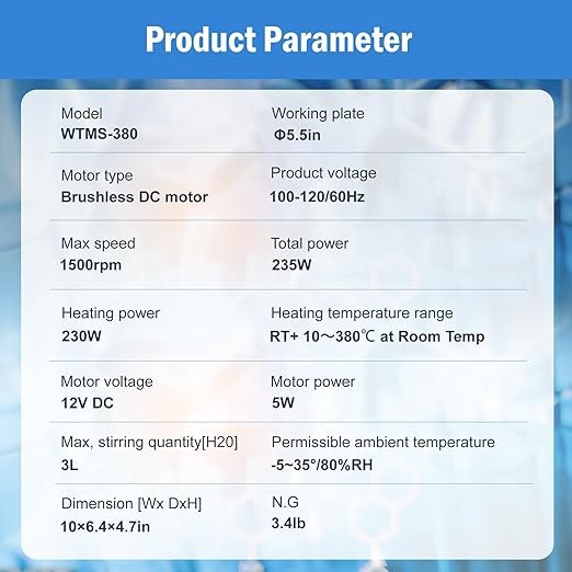 Magnetic Stirrer Hot Plate Max 716℉/380℃, Magnetic Stirrer with 5.5 Inch Magnetic Stir Plate & 1500 RPM Magnetic Stirrer Hot Plate Mixer, 3000mL Stirring Capacity Magnetic Stirrer with Heat